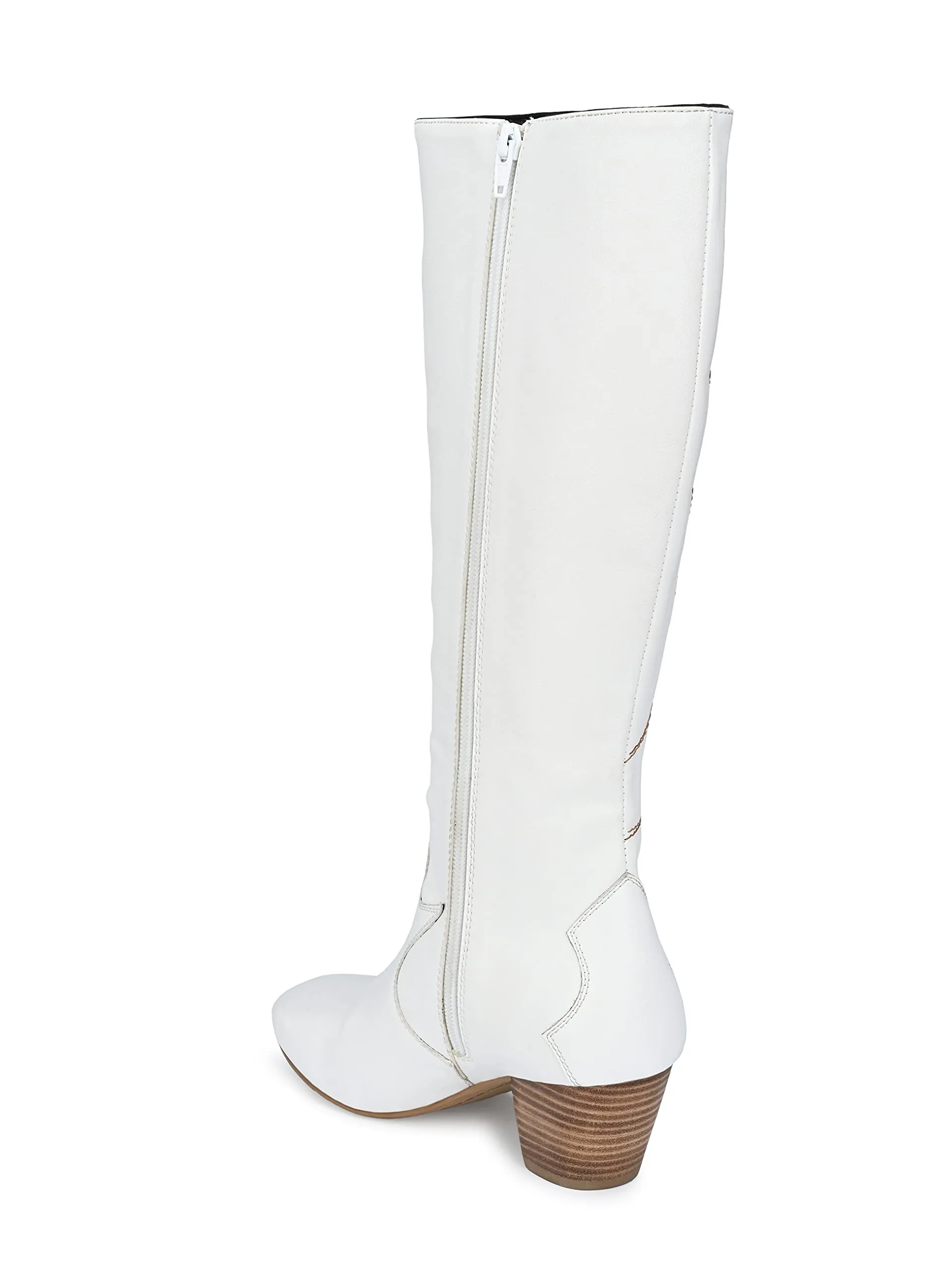 Delize Women's White Cowboy Knee Boots