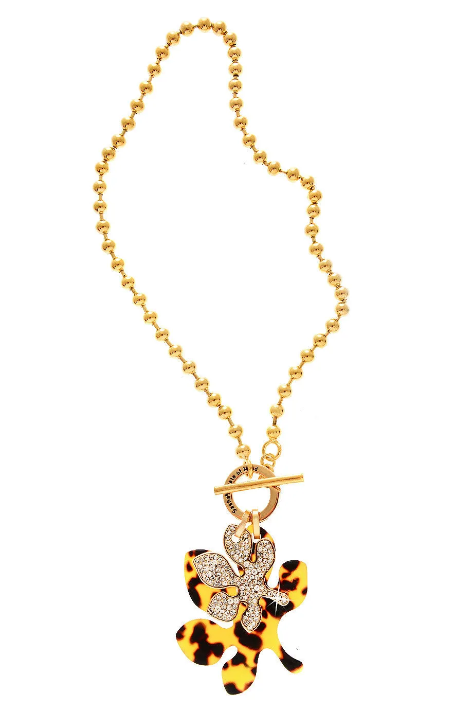 DOUBLE LEAF Tortoise Gold Necklace