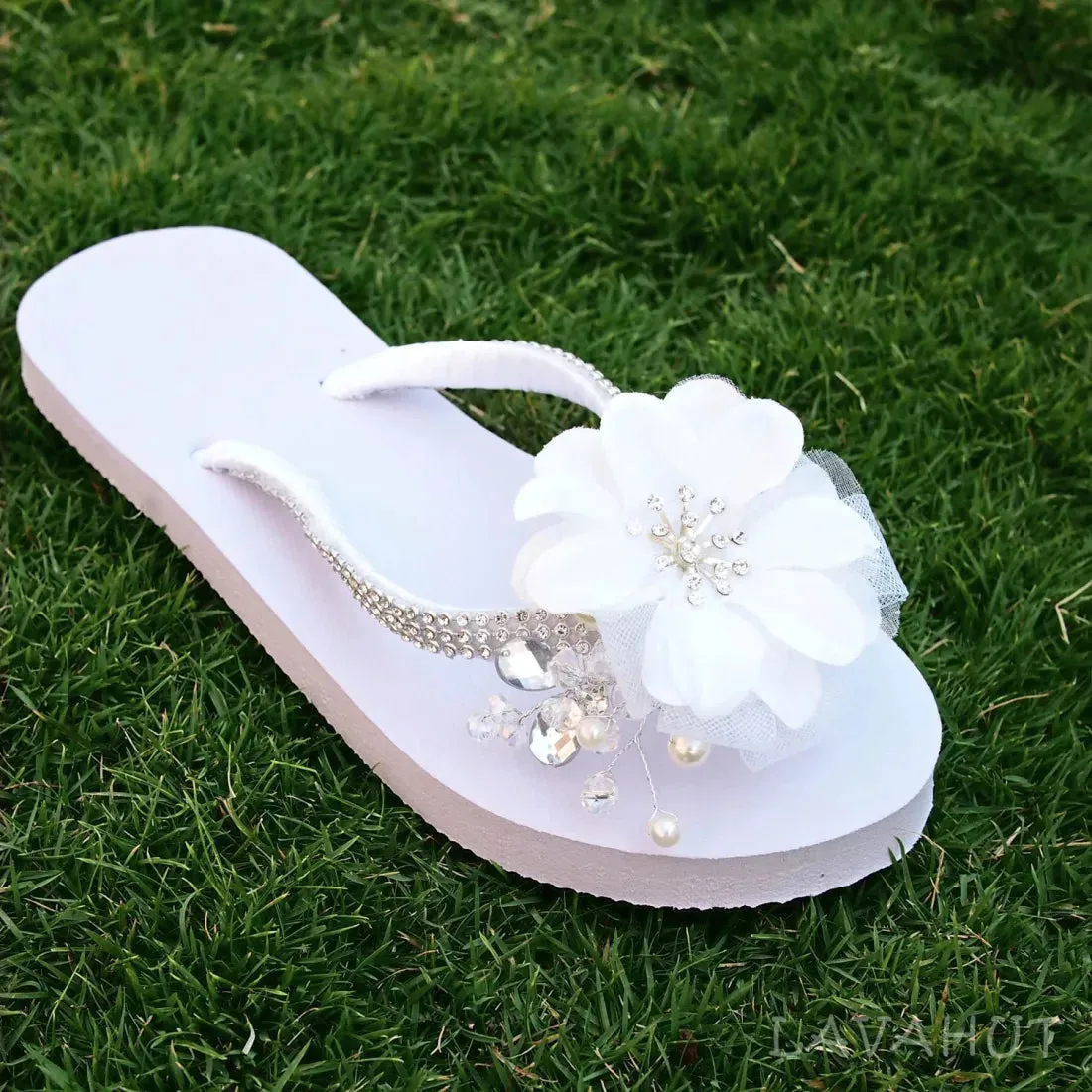 Dreamy White Bridal Flip Flops