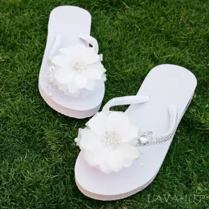 Dreamy White Bridal Flip Flops