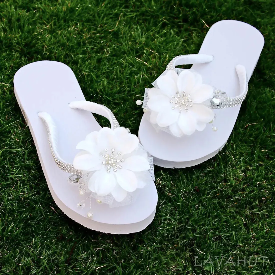 Dreamy White Bridal Flip Flops