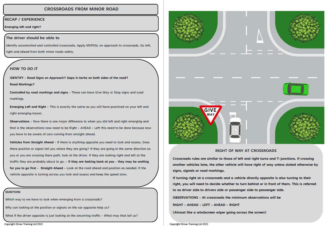 Driving Instructor Lesson Plans - Crossroads for ADI/PDI Training