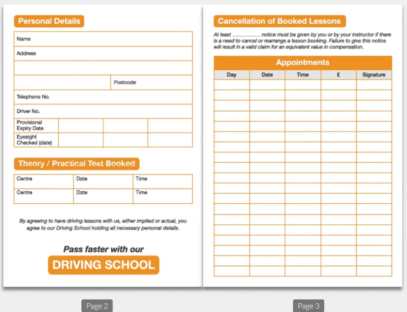 Driving Lessons Progress book for Driving Schools Driving Lessons Progress Book 10-Pack for Driving Schools - Convenient A5 Size,  Progress Cards, Progress Report & Appointment Card,