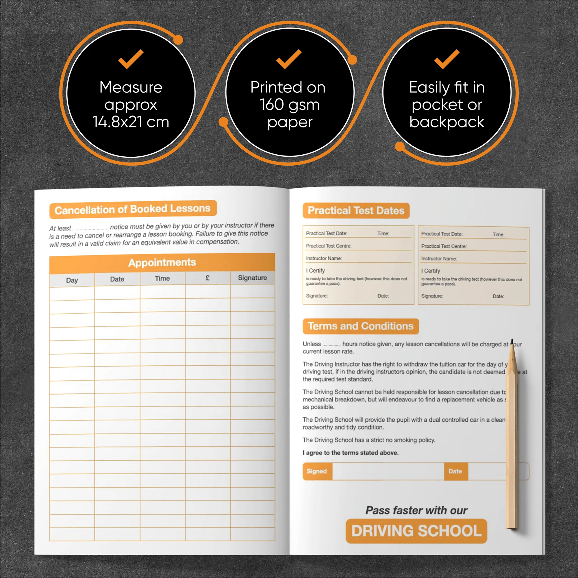 Driving Lessons Progress book for Driving Schools Driving Lessons Progress Book 10-Pack for Driving Schools - Convenient A5 Size,  Progress Cards, Progress Report & Appointment Card,