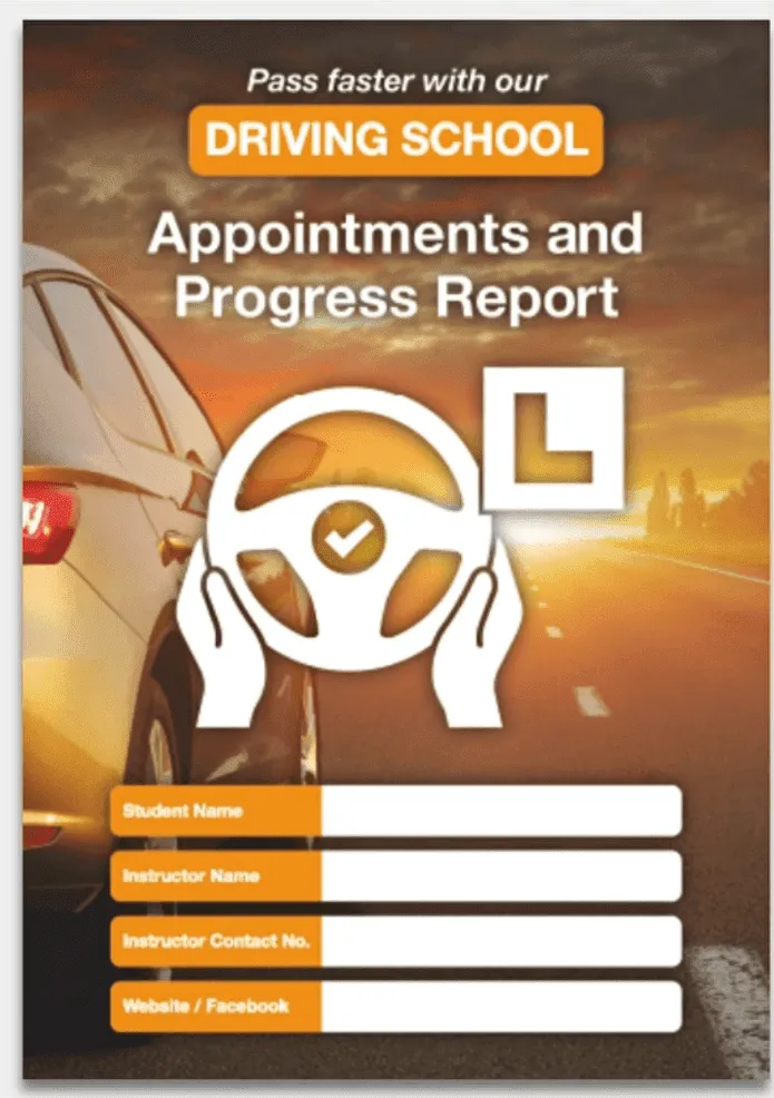 Driving Lessons Progress book for Driving Schools Driving Lessons Progress Book 10-Pack for Driving Schools - Convenient A5 Size,  Progress Cards, Progress Report & Appointment Card,