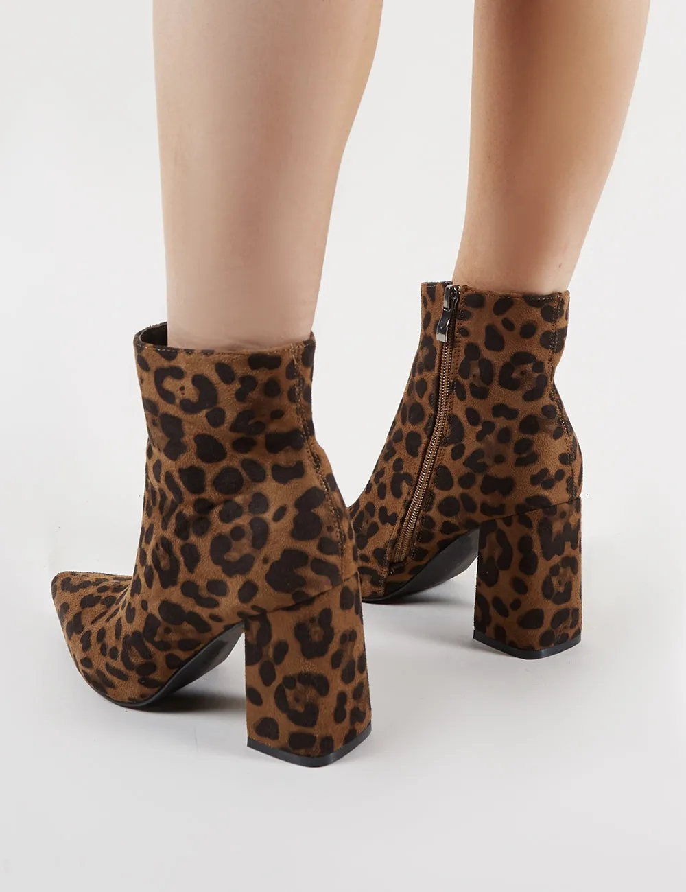 Empire Pointed Toe Ankle Boots in Leopard Print