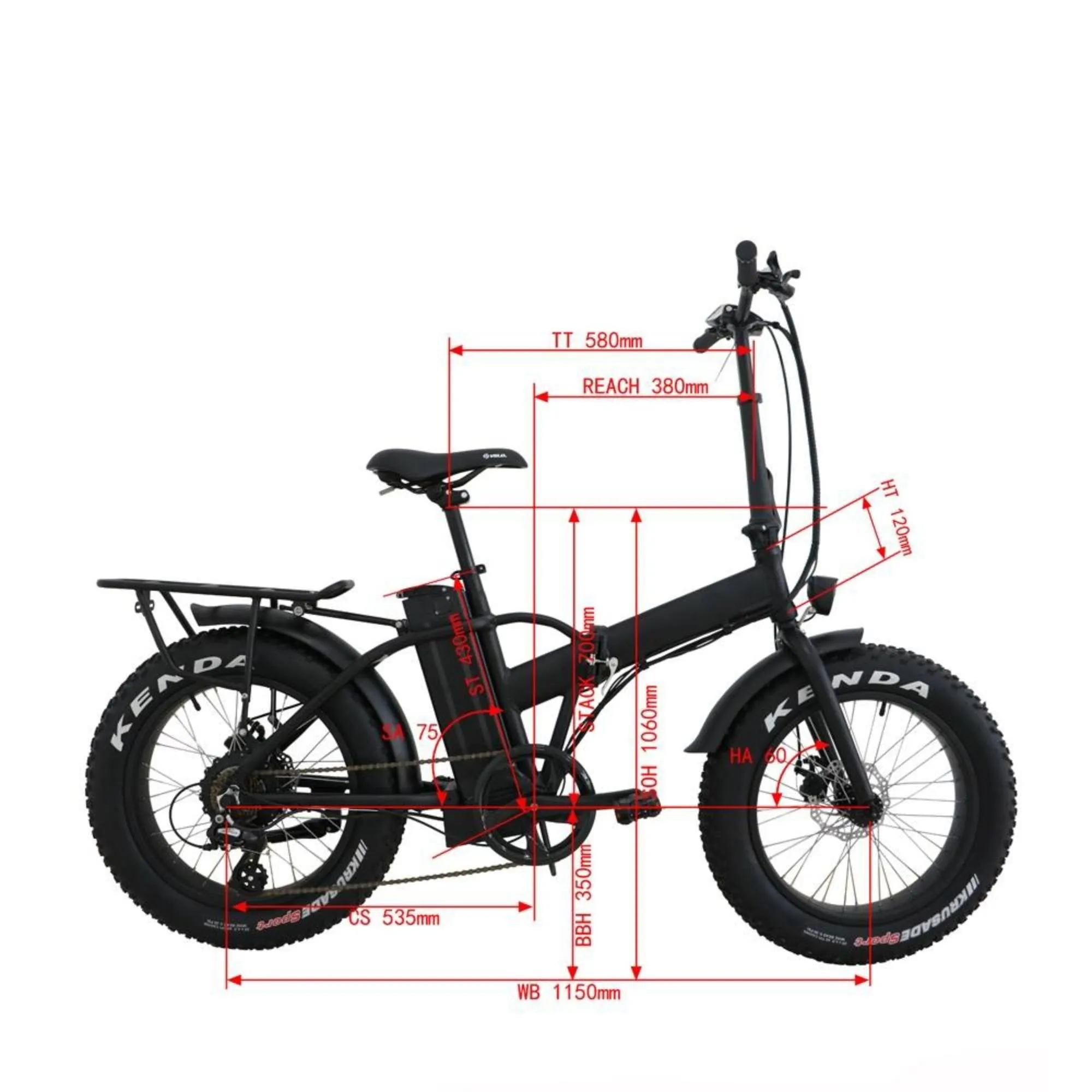 Eunorau 500W 20'' E-FAT-MN Foldable Step-Over Fat Tire Electric Bike