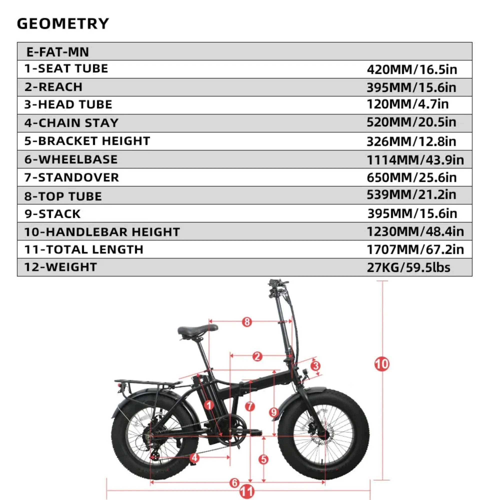 Eunorau 500W 20'' E-FAT-MN Foldable Step-Over Fat Tire Electric Bike