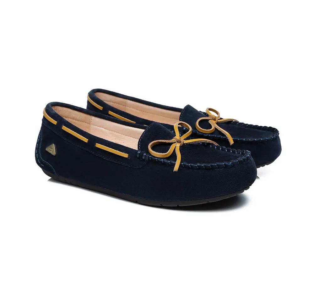 EVERAU® Women Leather Bow Casual Summer Moccasins