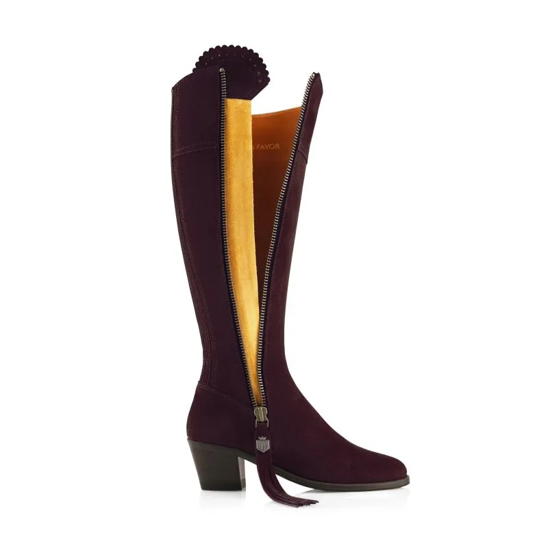 Fairfax & Favor Heeled Regina Ladies Suede Boot - Plum