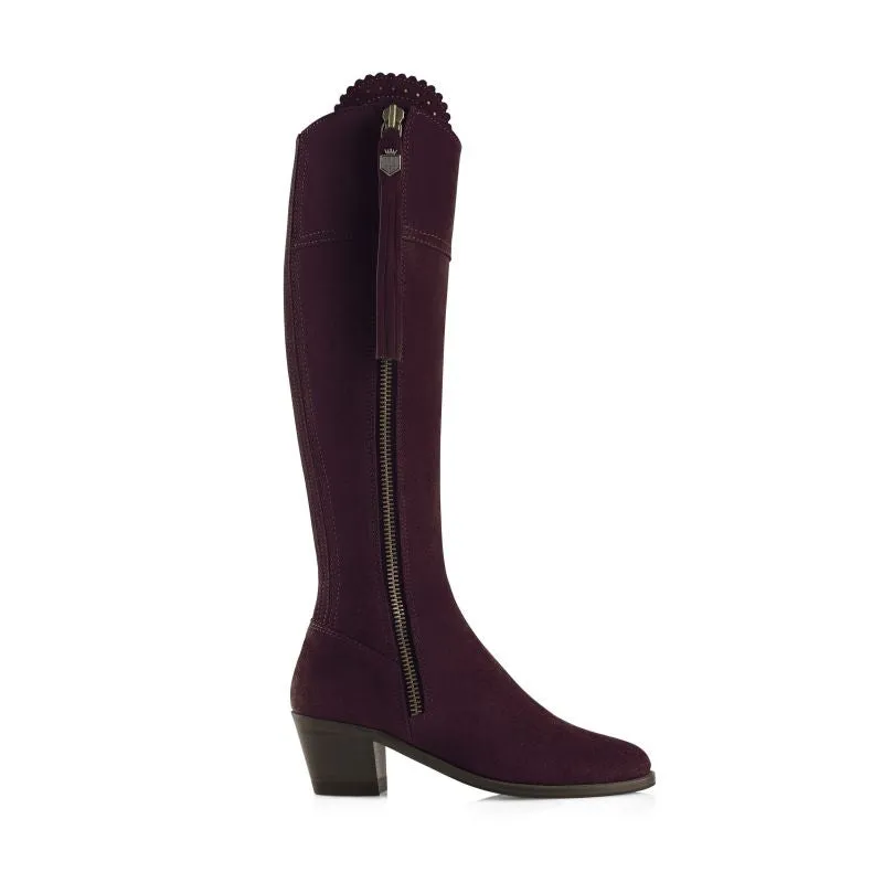 Fairfax & Favor Heeled Regina Ladies Suede Boot - Plum