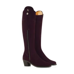 Fairfax & Favor Heeled Regina Ladies Suede Boot - Plum