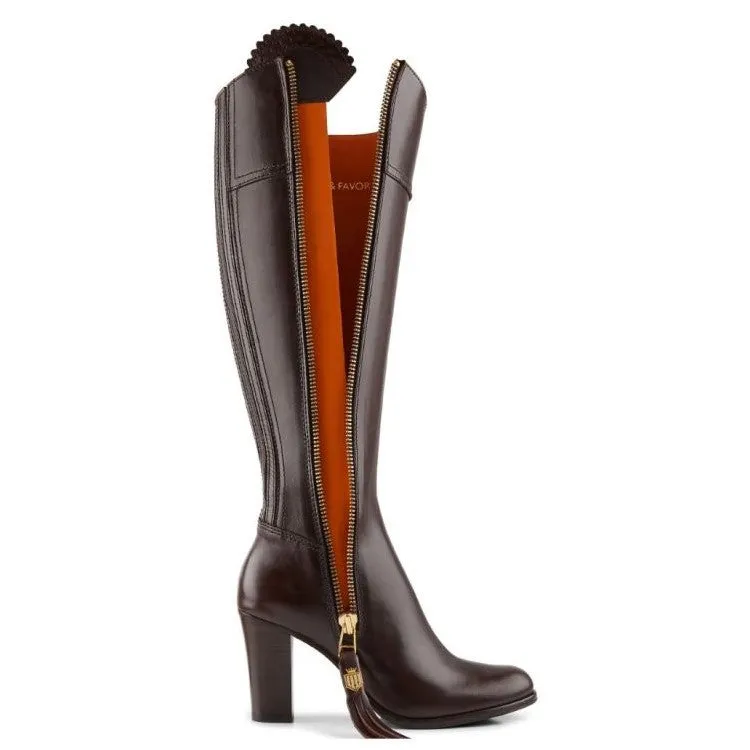 Fairfax & Favor Regina High Heeled Ladies Leather Boot - Mahogany