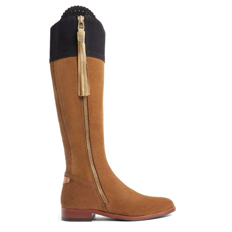 Fairfax & Favor Regina Ladies Suede Boot (10 Year Anniversary Collection) - Tan/Navy/Gold