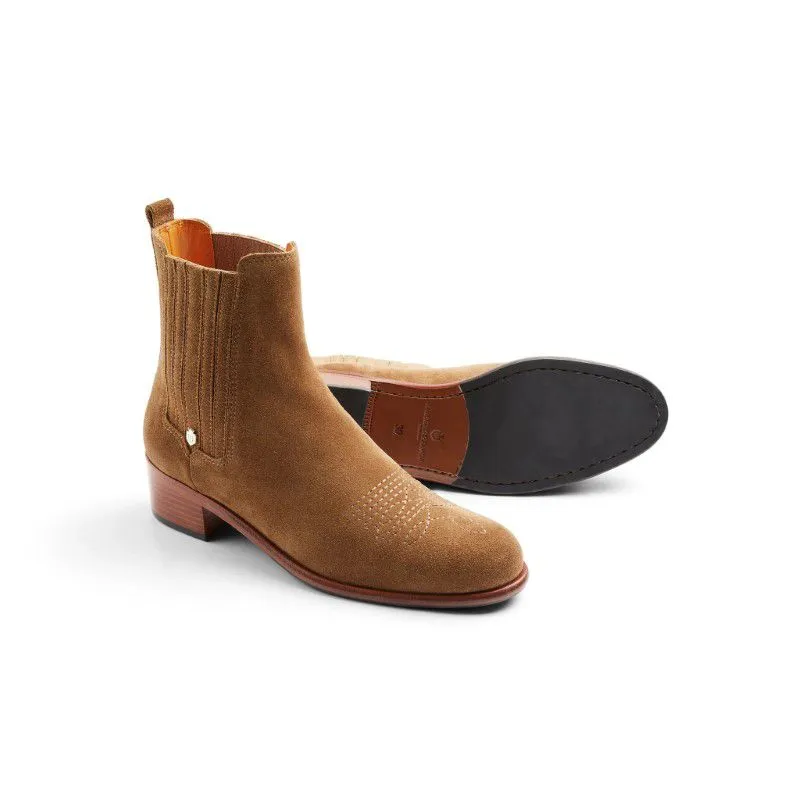 Fairfax & Favor Rockingham Flat Ladies Suede Ankle Boot - Tan