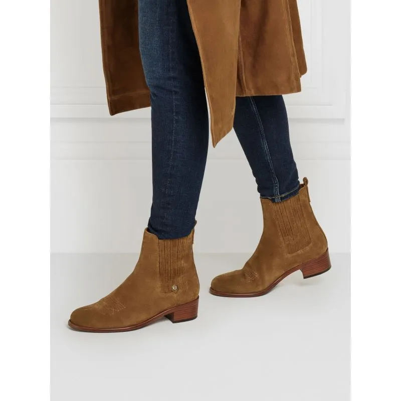 Fairfax & Favor Rockingham Flat Ladies Suede Ankle Boot - Tan