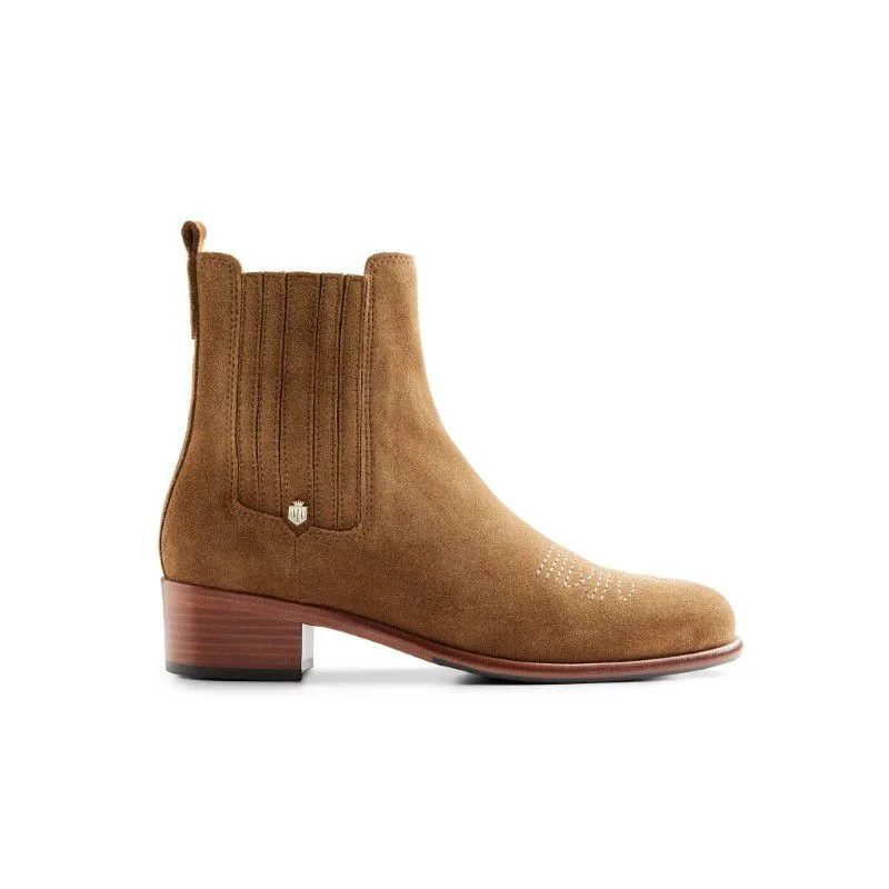 Fairfax & Favor Rockingham Flat Ladies Suede Ankle Boot - Tan