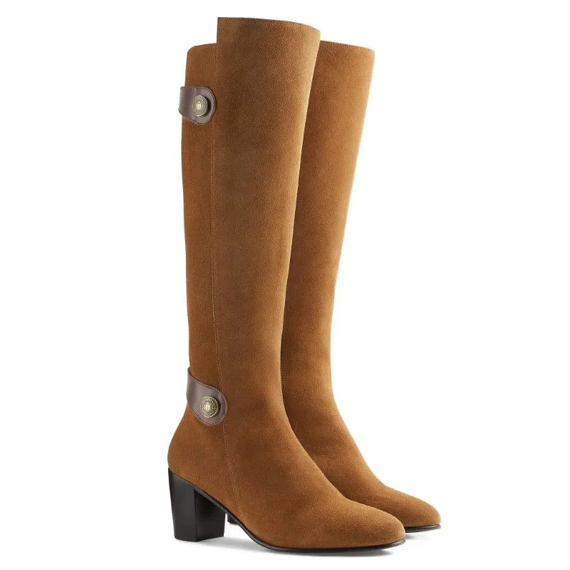 Fairfax & Favor Upton Heeled Ladies Boot - Tan Suede