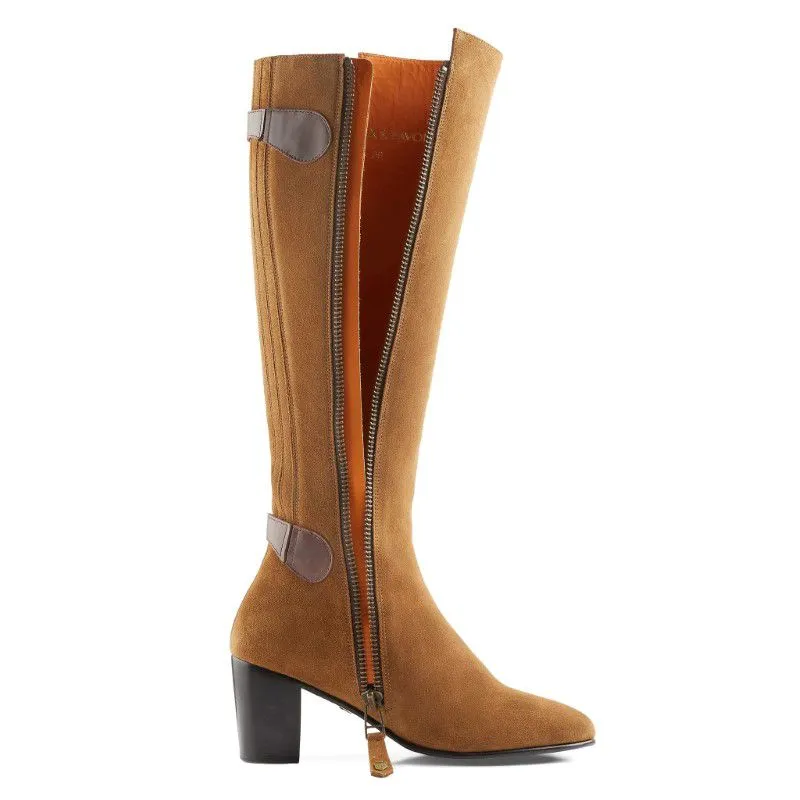 Fairfax & Favor Upton Heeled Ladies Boot - Tan Suede