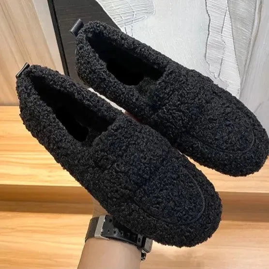 Faux Lambs Wool Driving Loafers