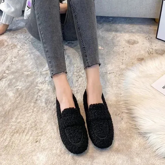 Faux Lambs Wool Driving Loafers