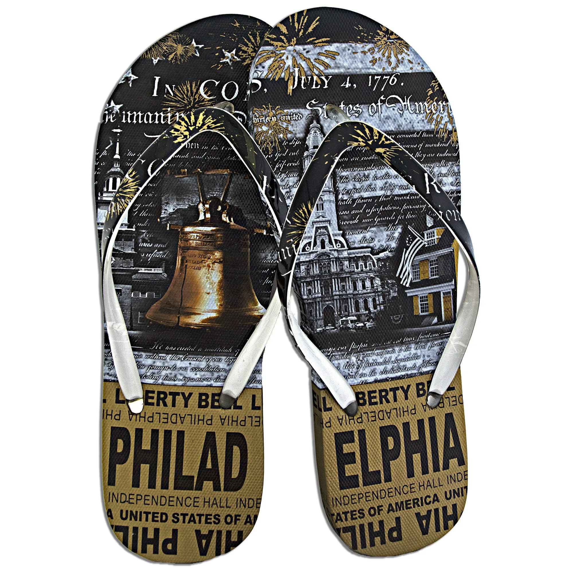 FFPH2G Robin Ruth Flip Flops - Philadelphia Skyline GOLD