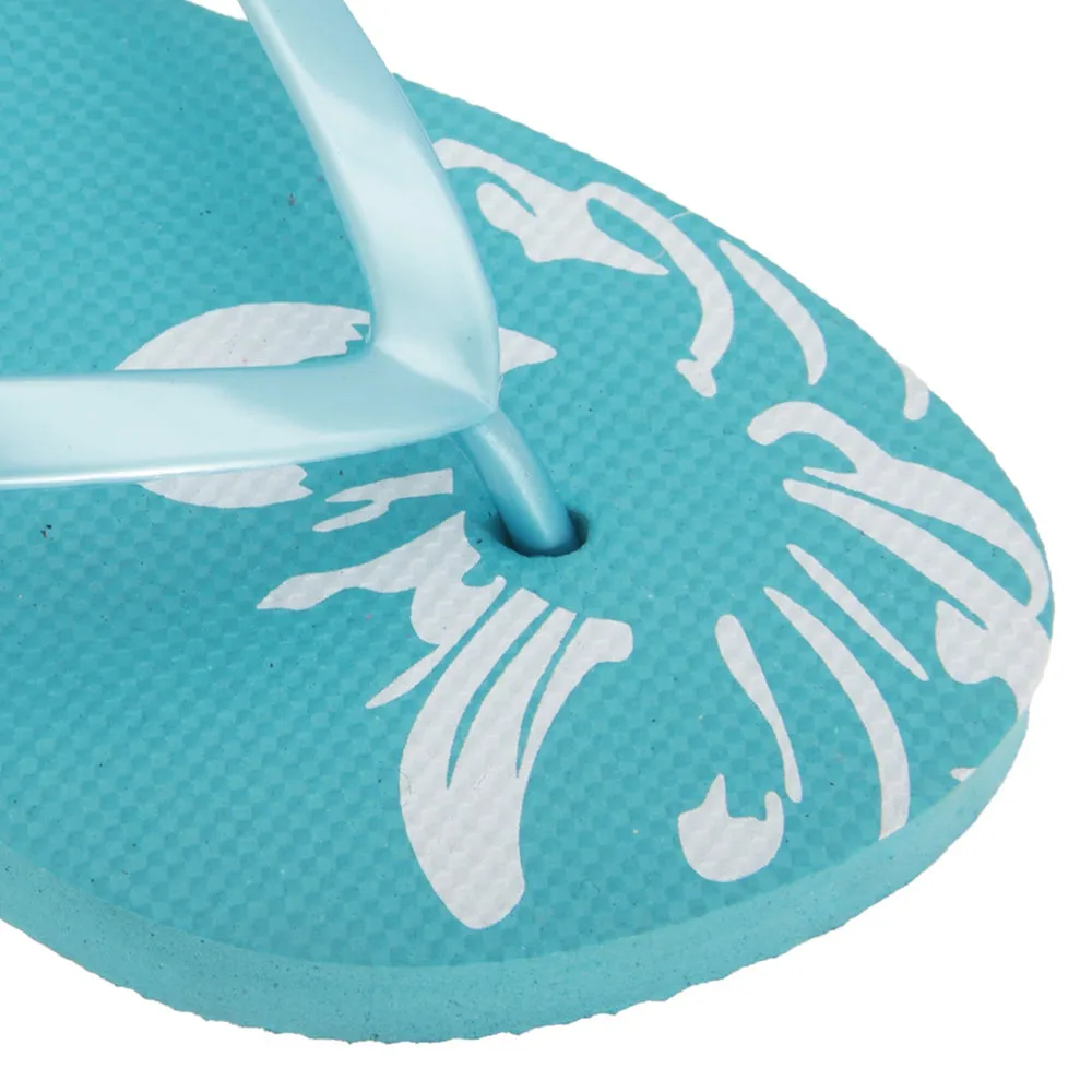 FLOSO Womens/Ladies Hawaiian Flower Design Toe Post Flip Flops