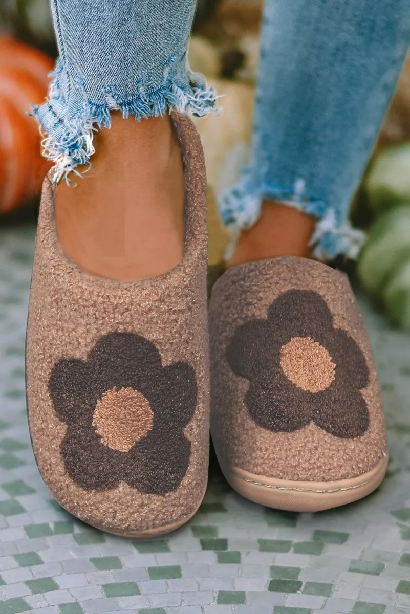 Fuzzy Flower House Slippers