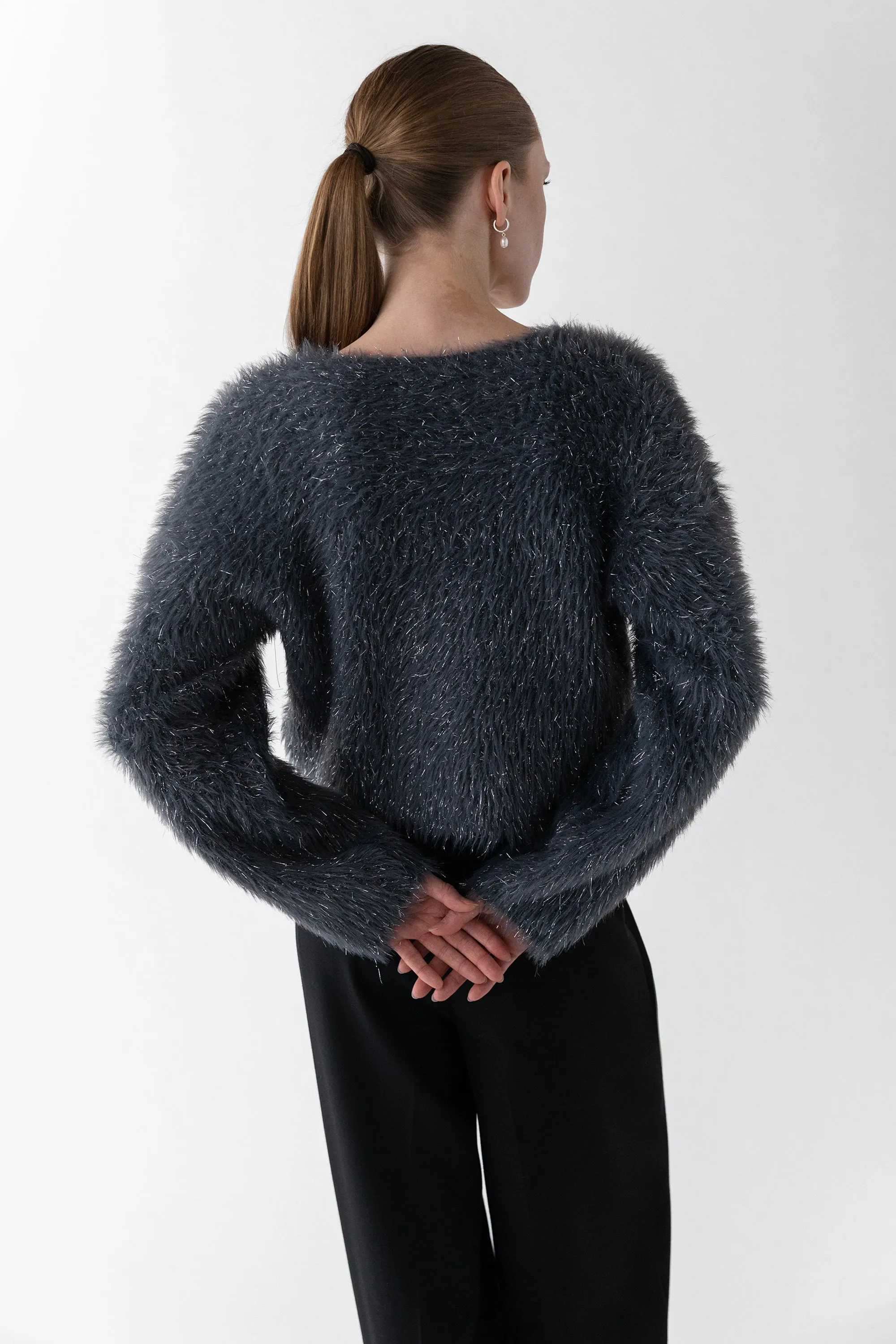 FUZZY METALLIC TINSEL SWEATER