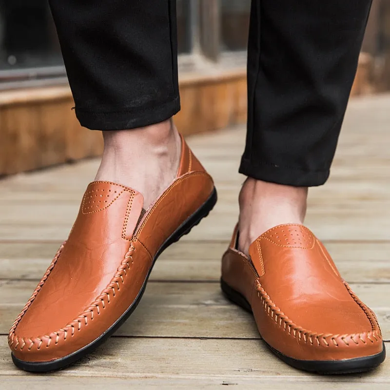 Genuine Leather Men Casual Shoes Italian Mens Loafers Moccasins Breathable Slip on Male Driving Shoes Daily Office Formal Shoes