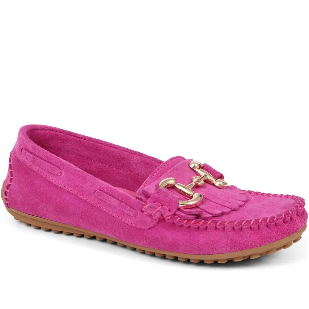 Giustina Suede Buckle Moccasins - GIUSTINA / 323 917