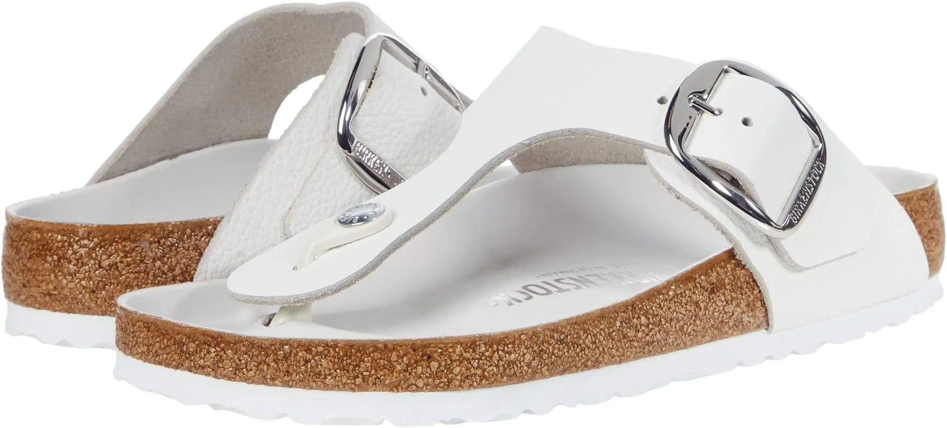 Gizeh Big Buckle Slippers - Leather Birkenstock, white leather