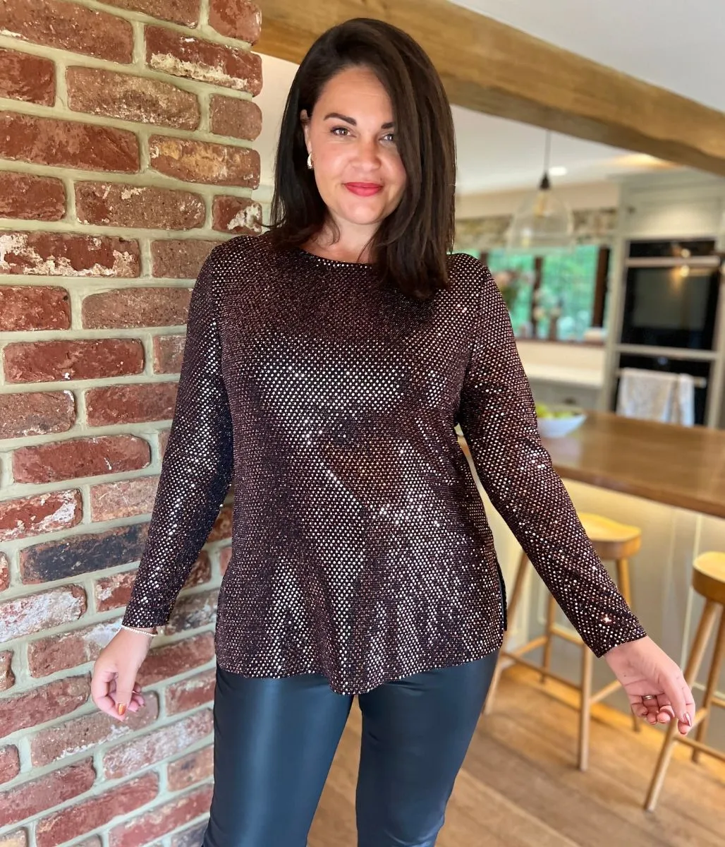 Gold Sparkle Cowl Back Tunic Top