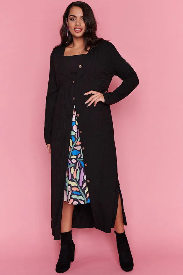 Hana Black Duster Cardi