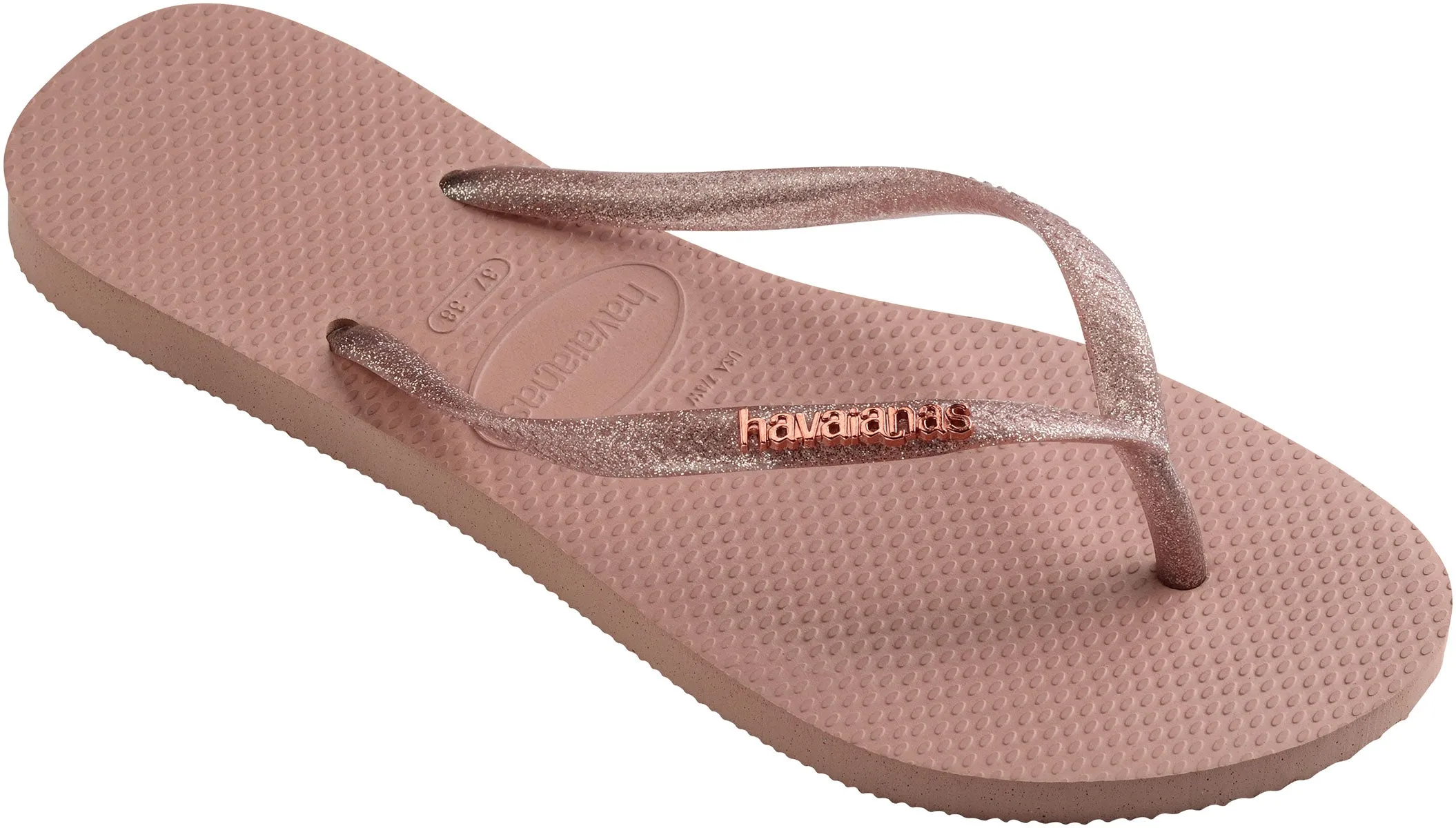 Havaianas Slim Logo Metal In Rose For Women