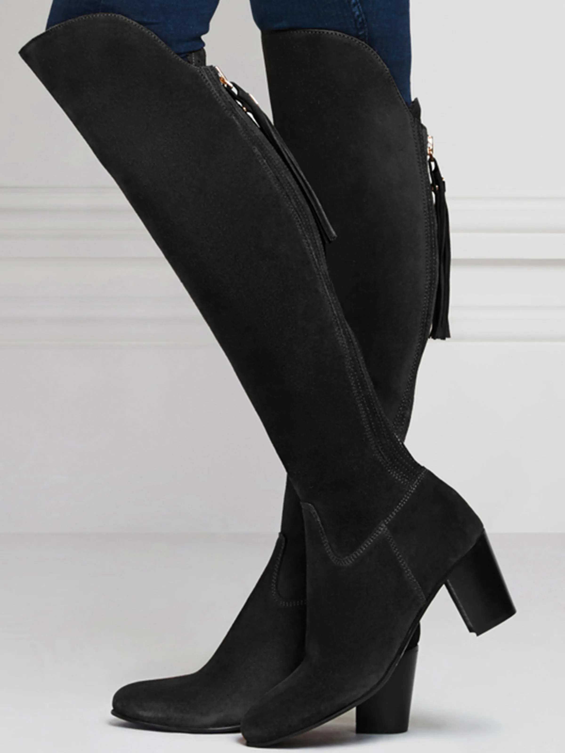 Heeled Amira - Black Suede