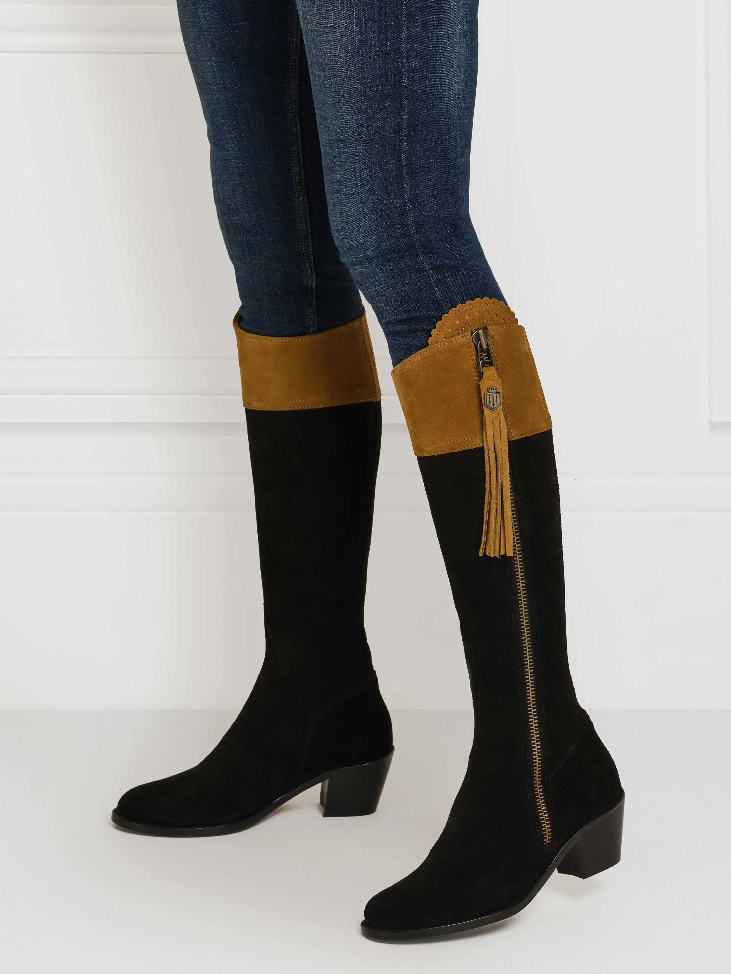 Heeled Regina (Regular Fit) - Tan & Black Suede