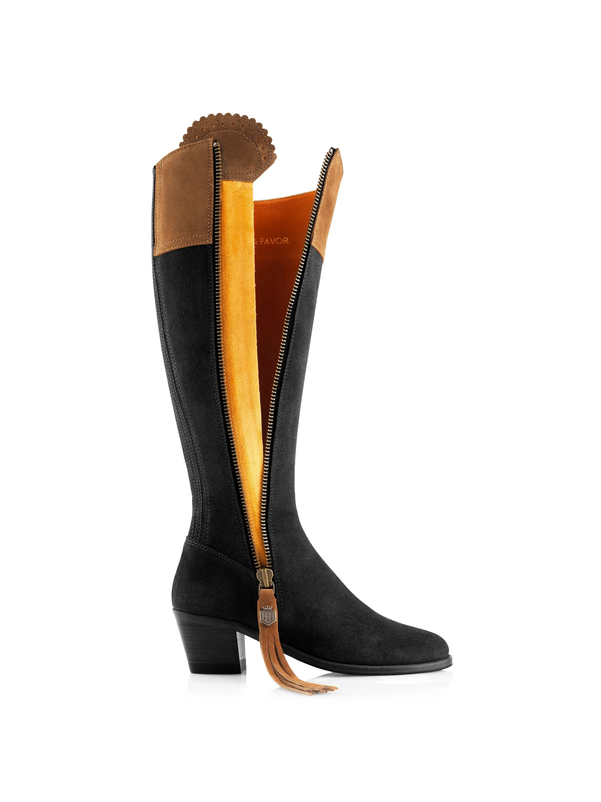 Heeled Regina (Regular Fit) - Tan & Black Suede