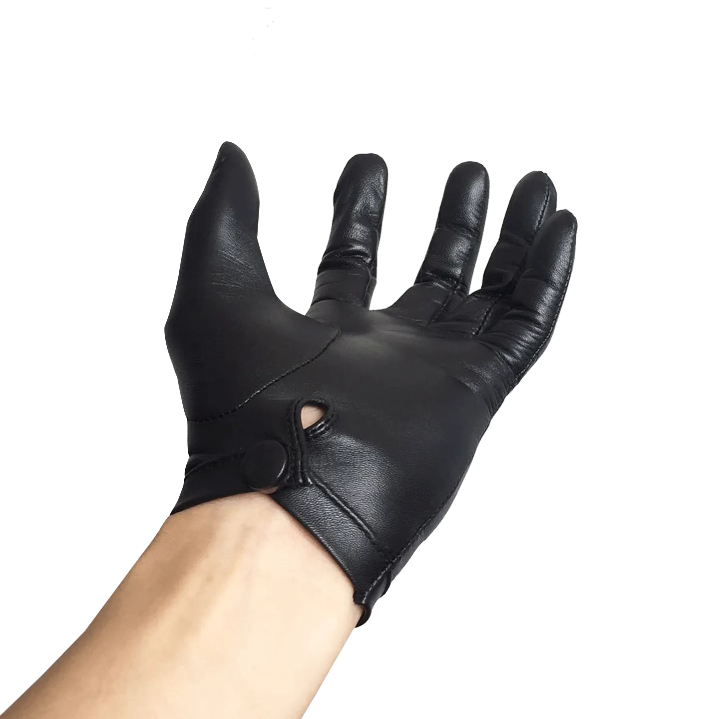 Highshine Unlined Short Wrist Goatskin Leather Touch Screen Winter Gloves for Men Black and brown