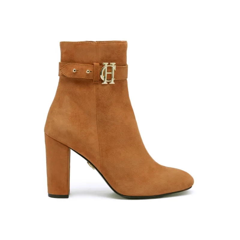 Holland Cooper Mayfair Suede Ladies Ankle Boots - Tan