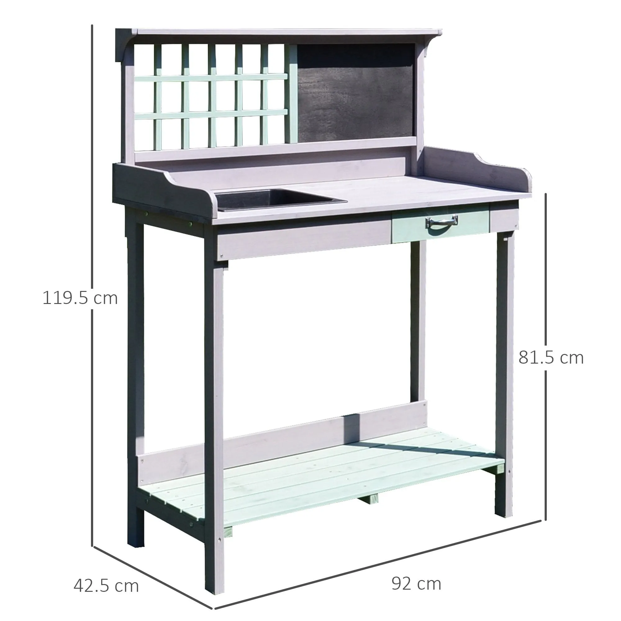 HOMCOM Fir Wood Potting Table 92Lx42.5Wx119.5H cm Grey