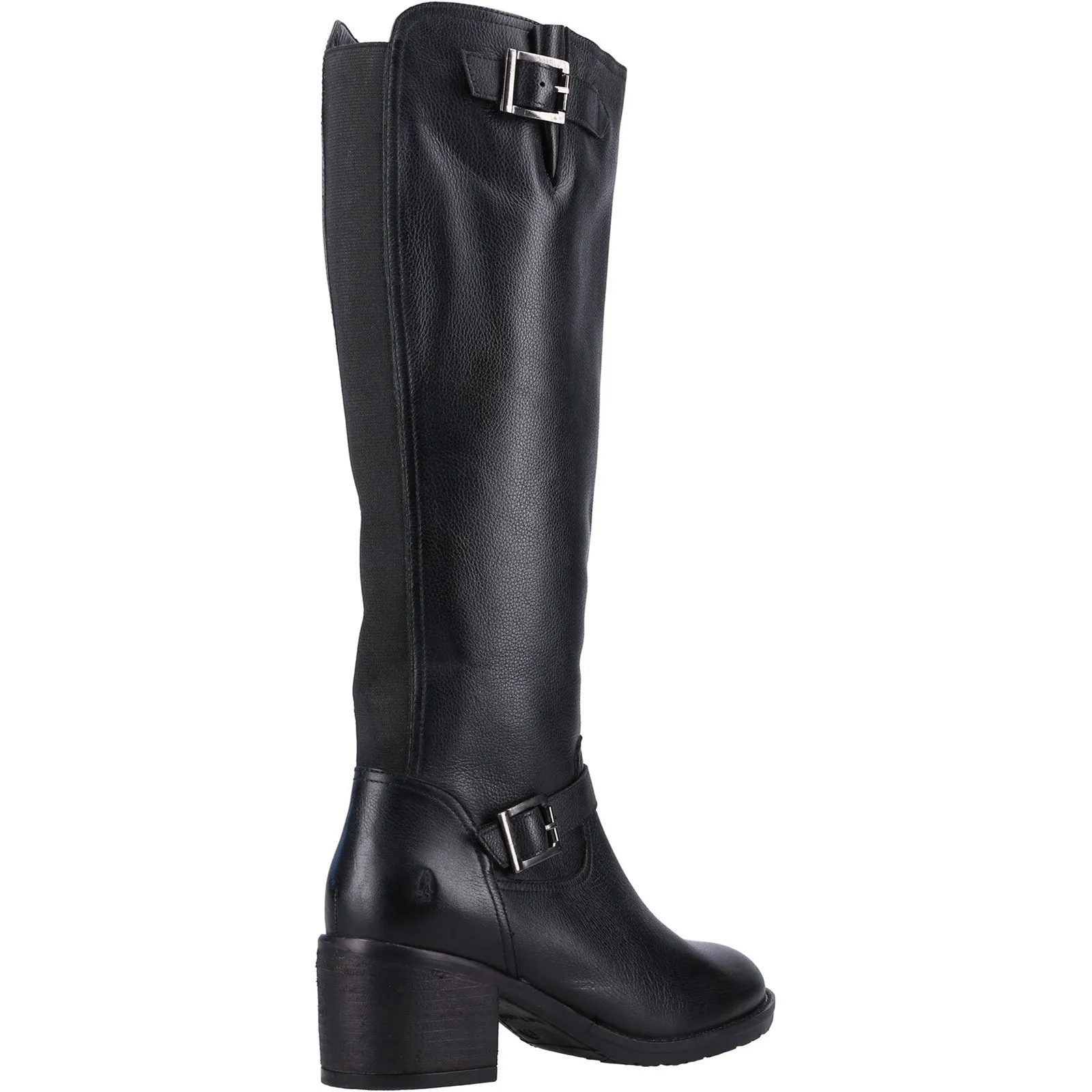 Hush Puppies Heidi Black  Womens Leather Heeled Long Boots