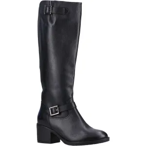 Hush Puppies Heidi Black  Womens Leather Heeled Long Boots