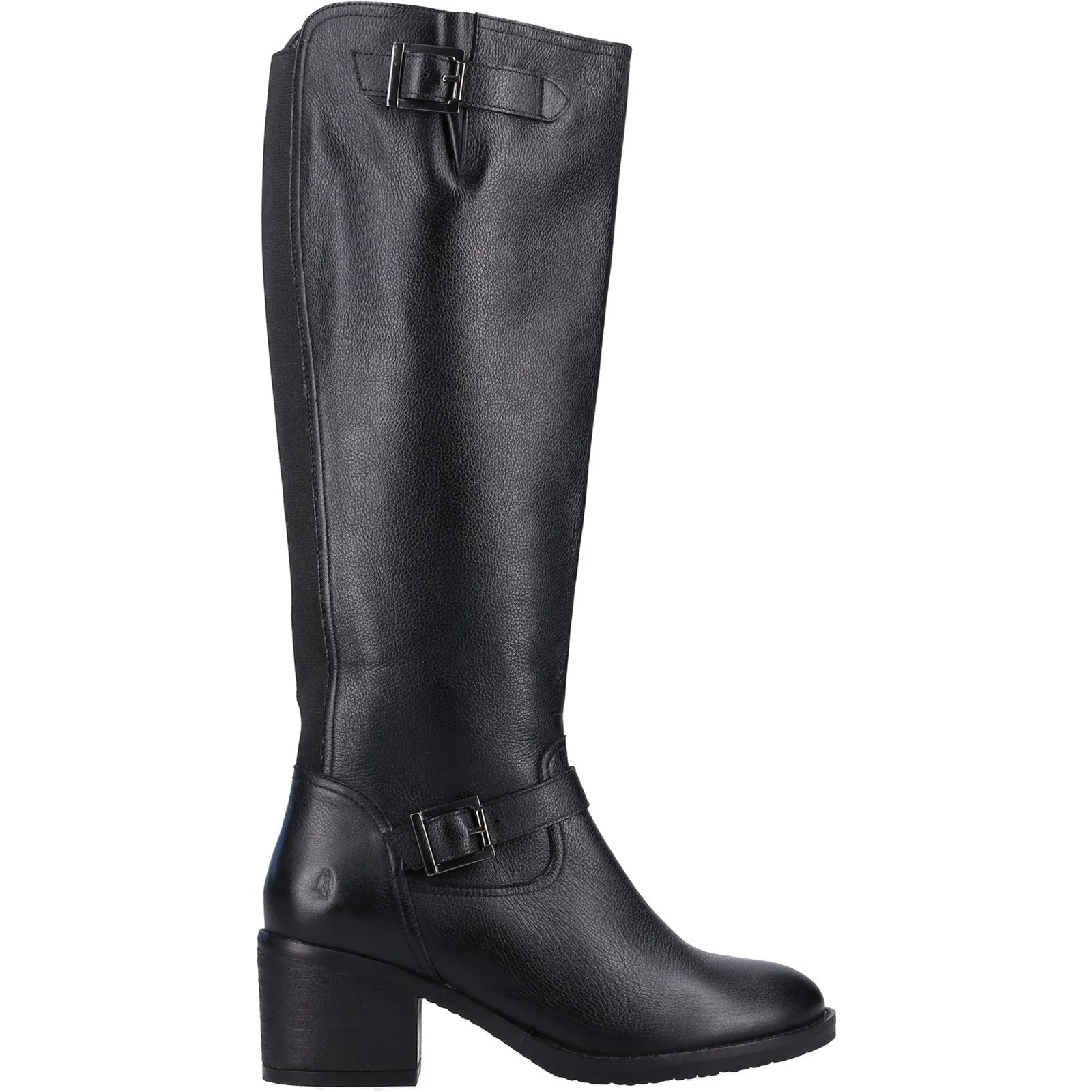 Hush Puppies Heidi Black  Womens Leather Heeled Long Boots