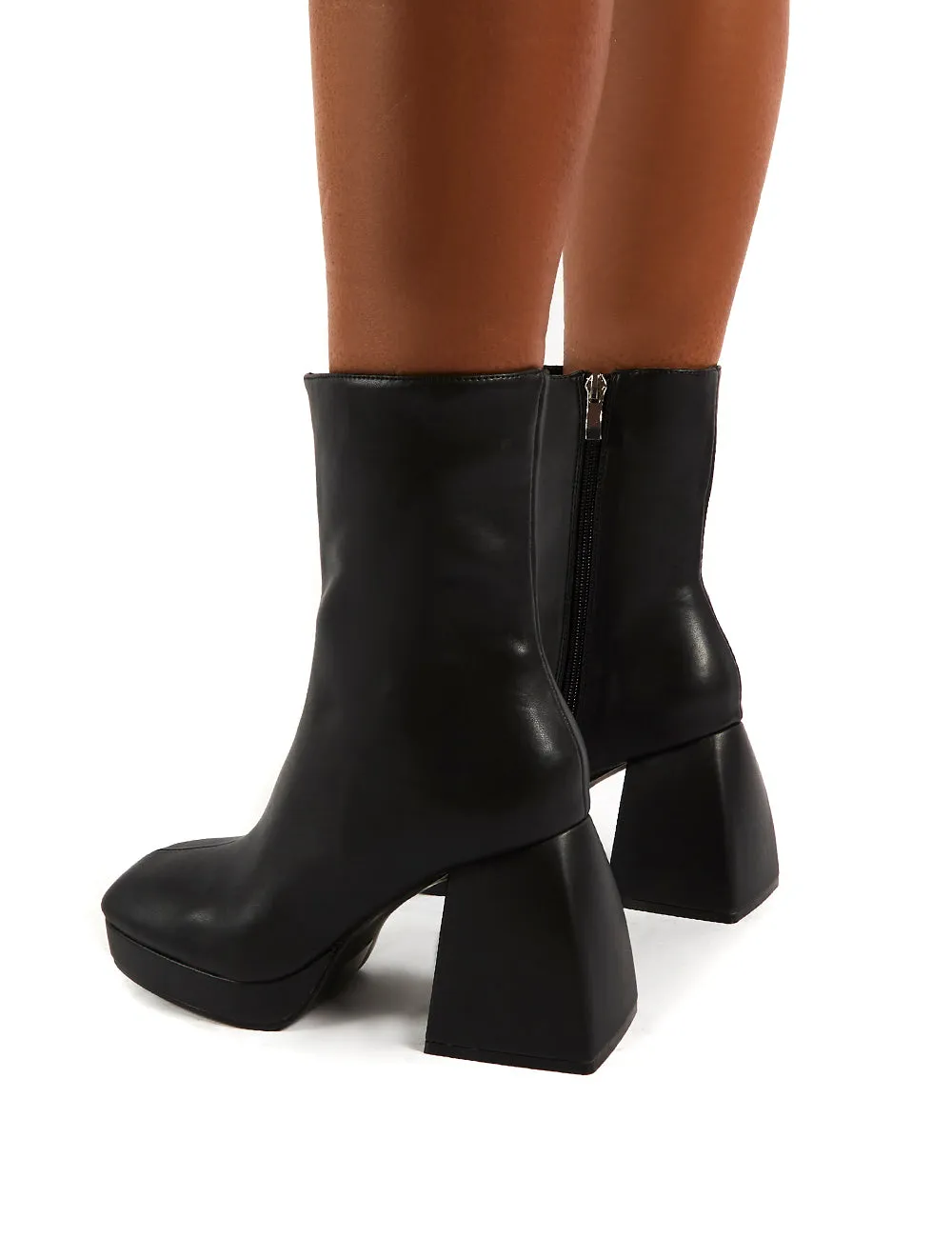 Imagine Black Chunky Heel Ankle Boots