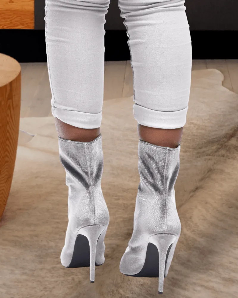 Ivy Grey Heeled Boots