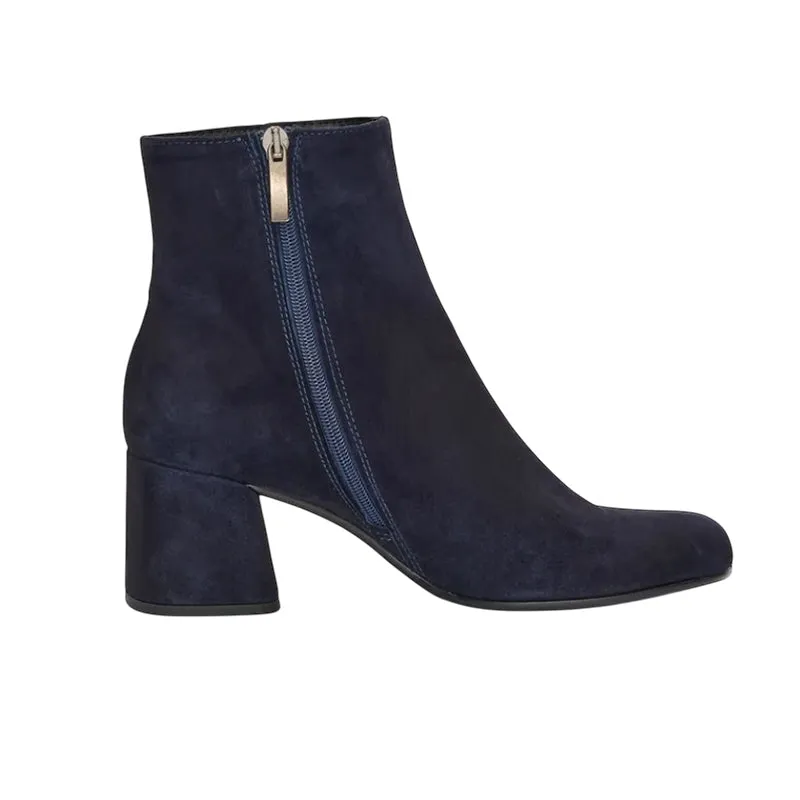 Jane Galland Navy Suede Heeled Ankle Boots