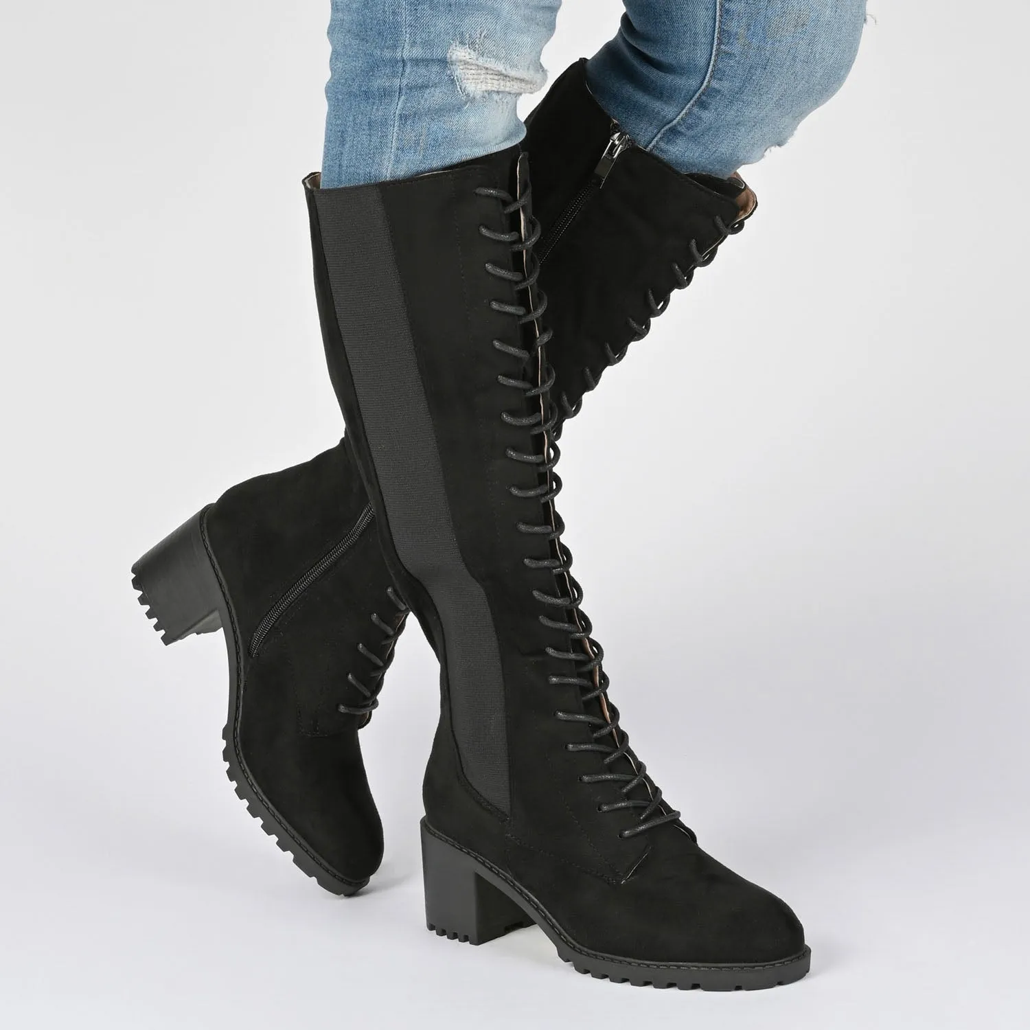 JENICCA LACE-UP BOOTS IN FAUX SUEDE