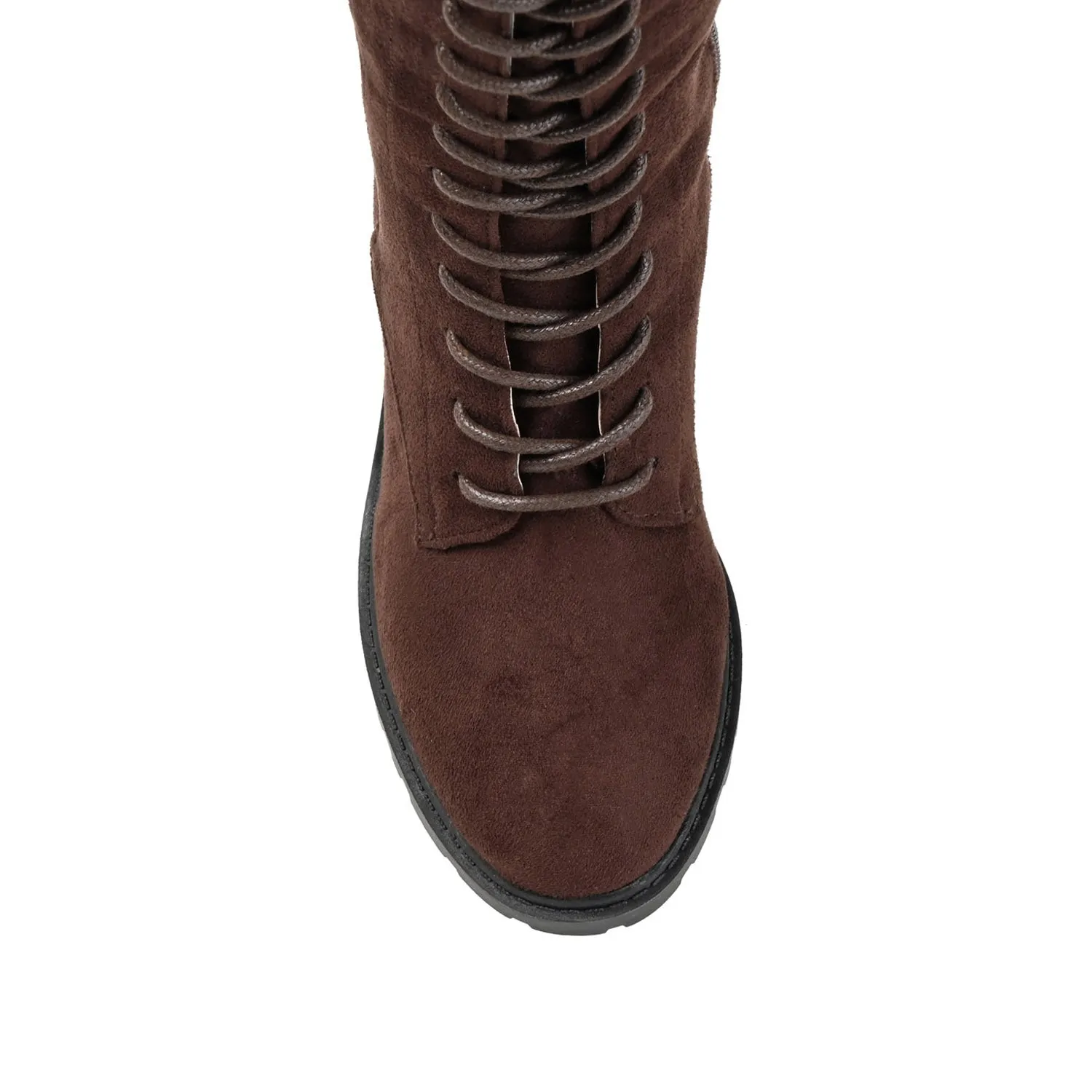 JENICCA LACE-UP BOOTS IN FAUX SUEDE