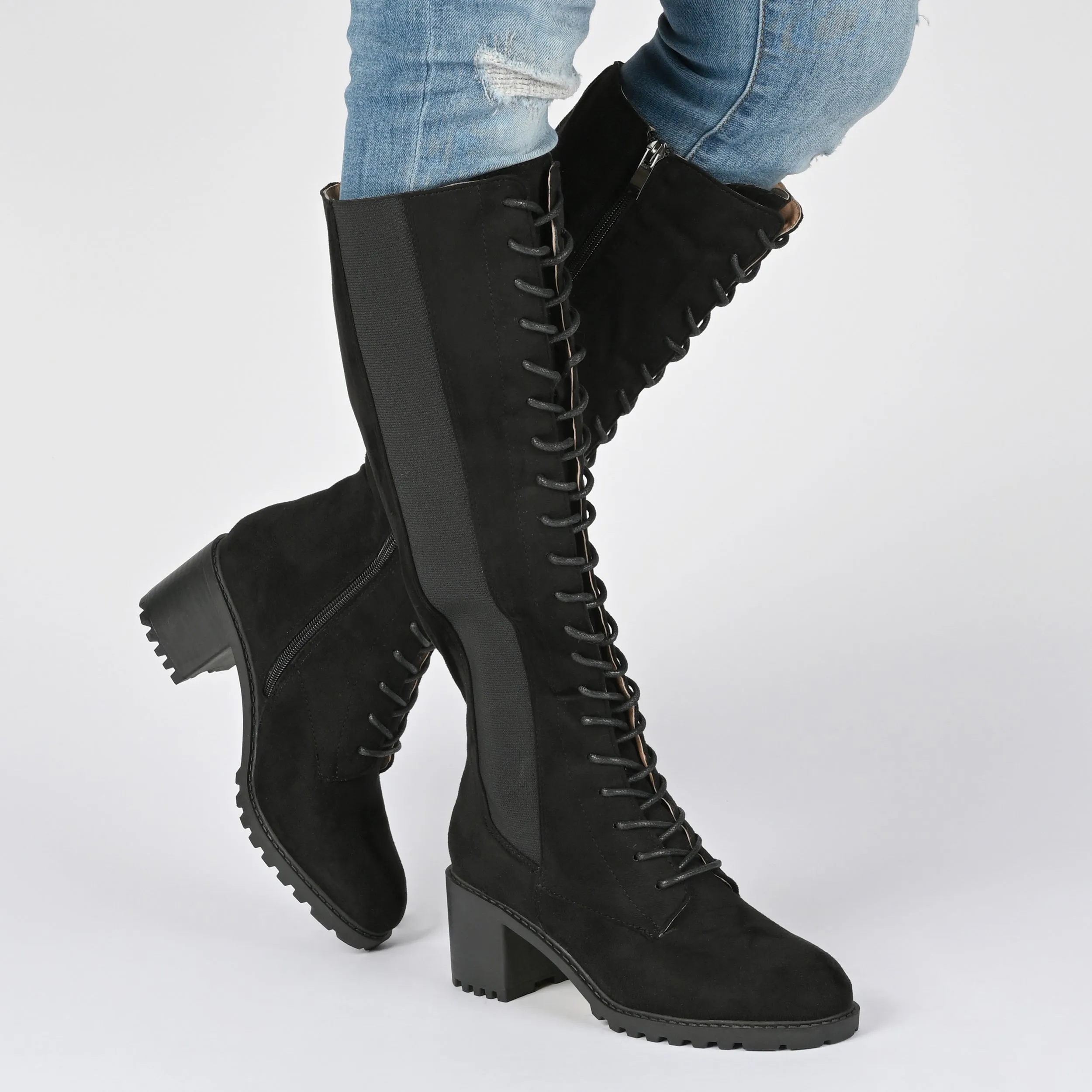 JENICCA LACE-UP BOOTS IN WIDE CALF